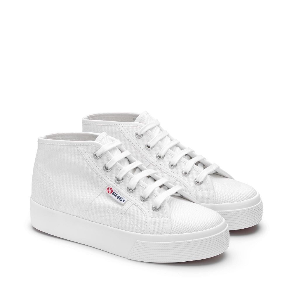 Superga 2578 Cotu White High Top Sneakers - Women's Sneakers USA | US9418428